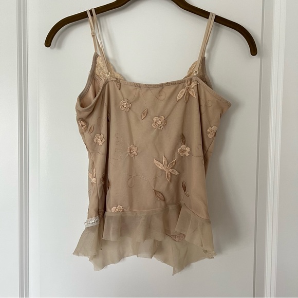 Casadei Medium Nude Beige Lace Trim Camisole Top with Lace Detail - Picture 4 of 6